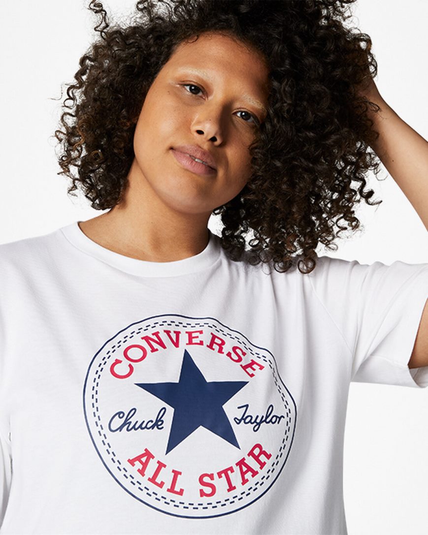 T-Shirts Converse Go-To Chuck Taylor Klasické Patch Standard Fit Panske Biele | SK HLCZF6